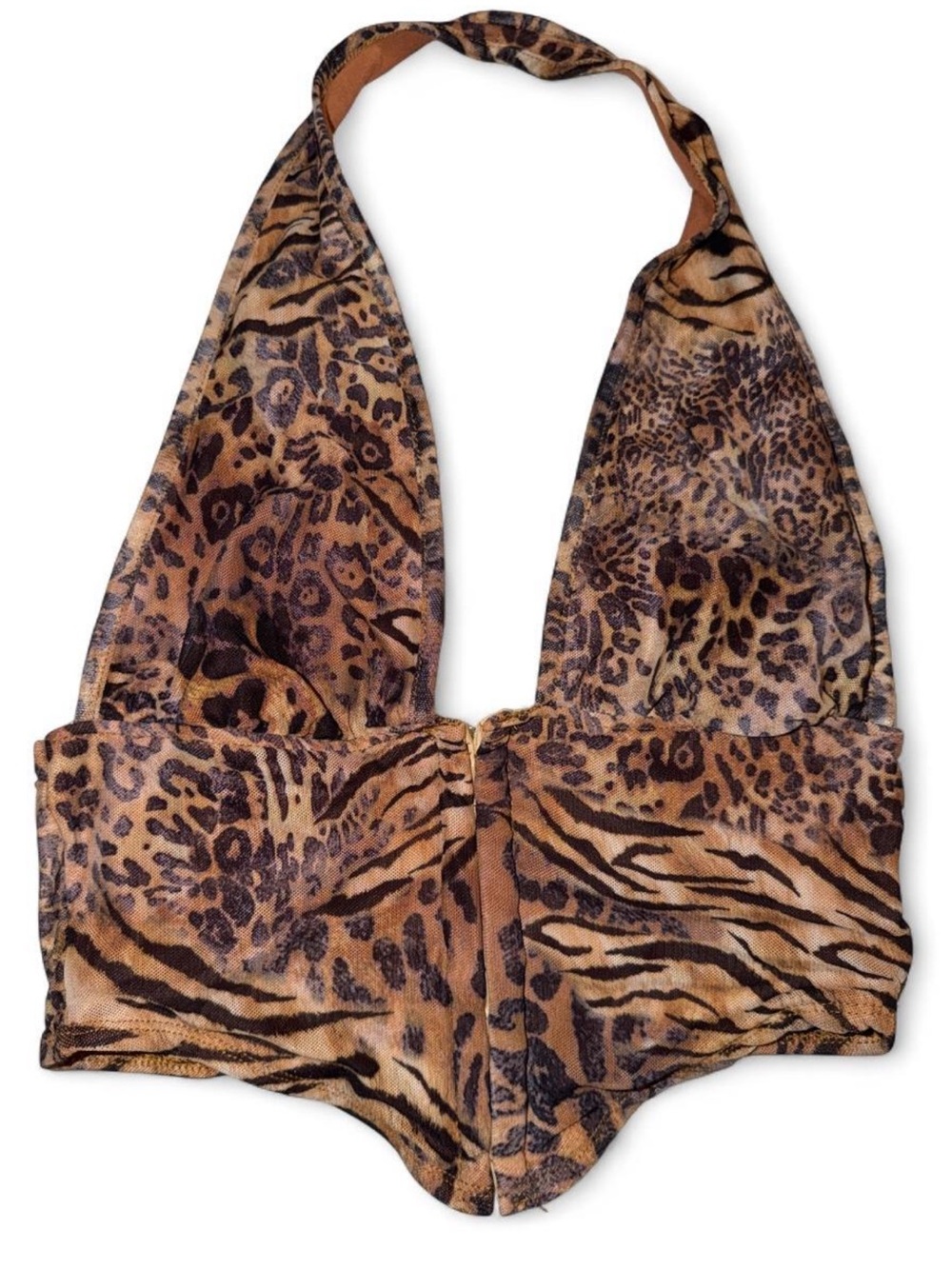 Animal Print Halter Top - Leopard & Tiger Mix